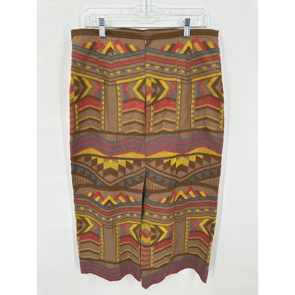 ZARA Embroidered Pencil Skirt Womens L Aztec Southwestern Western Eclectic - Picture 2 of 8